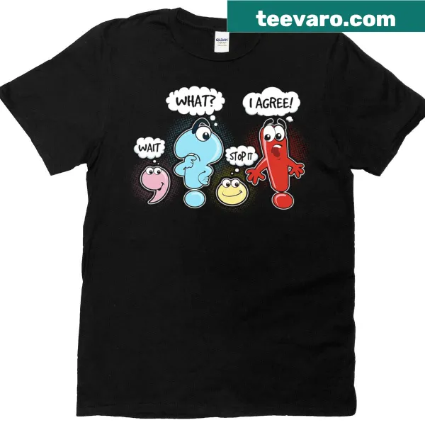 Humorous vintage teacher t-shirt with playful grammar phrases