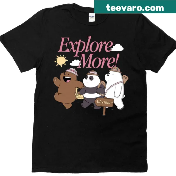 We Bare Bears hiking T-shirt with cartoon illustration of bears