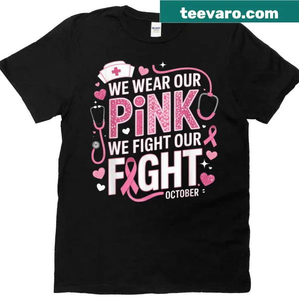 Illustrative T-shirt for nurses supporting breast cancer awareness