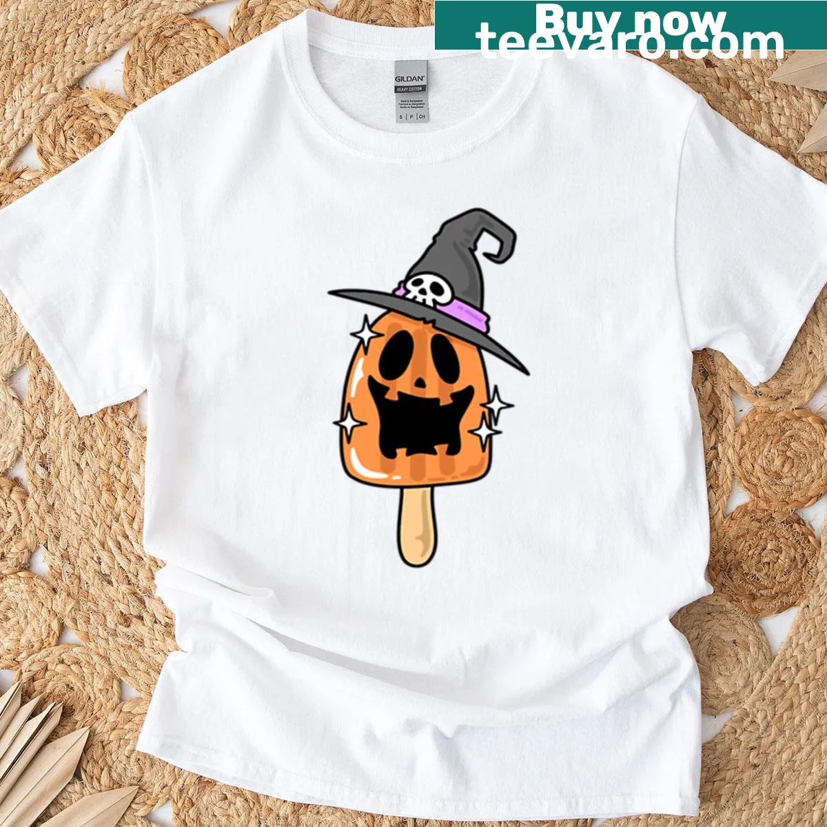 Halloween t-shirt with ghost and killer illustrations — on a men's t-shirt