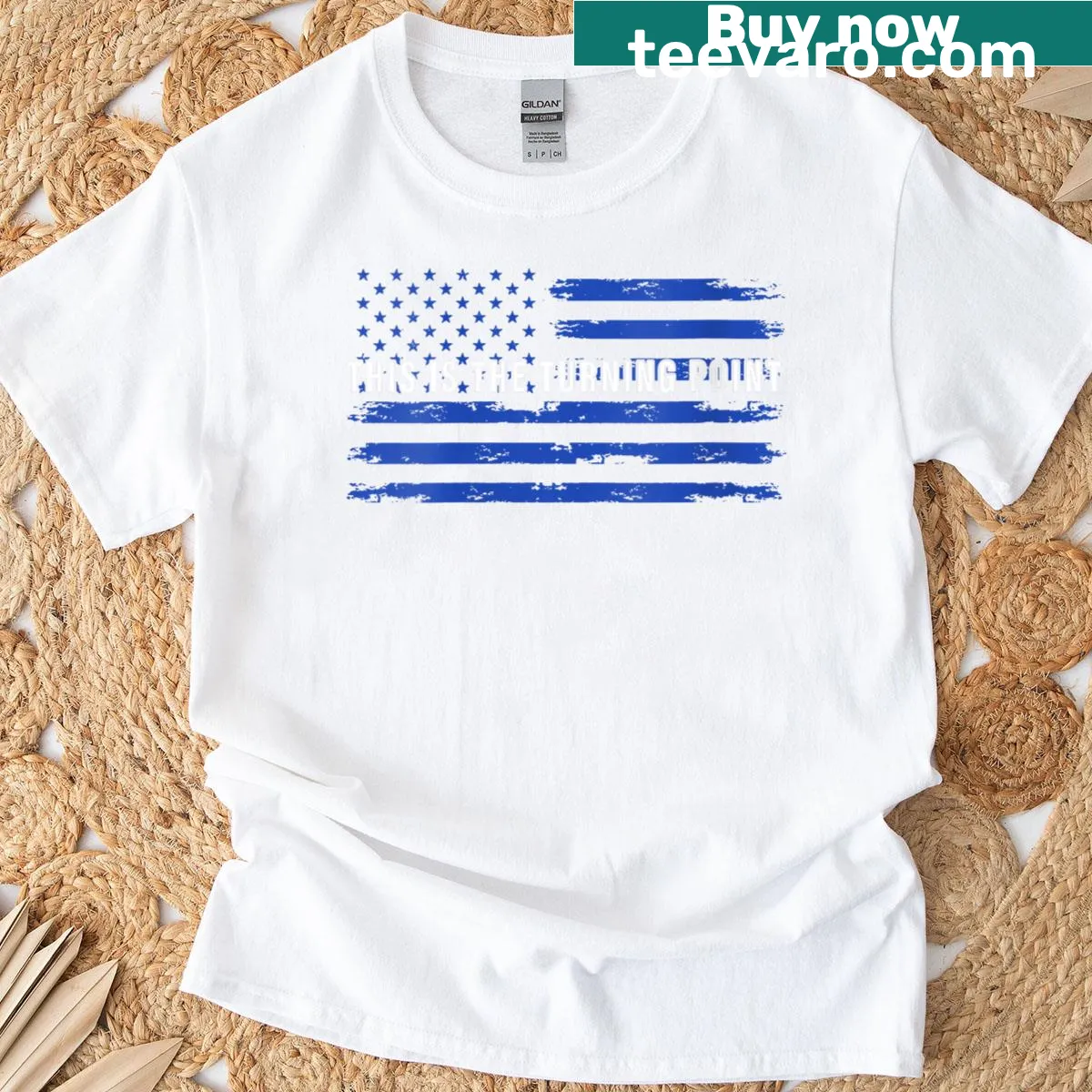 USA flag t-shirt with a bold message design for women. — on a men's t-shirt