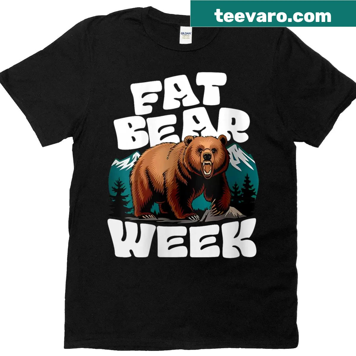 Vintage Fat Bear Week t-shirt with a playful grizzly bear design — on a men's t-shirt