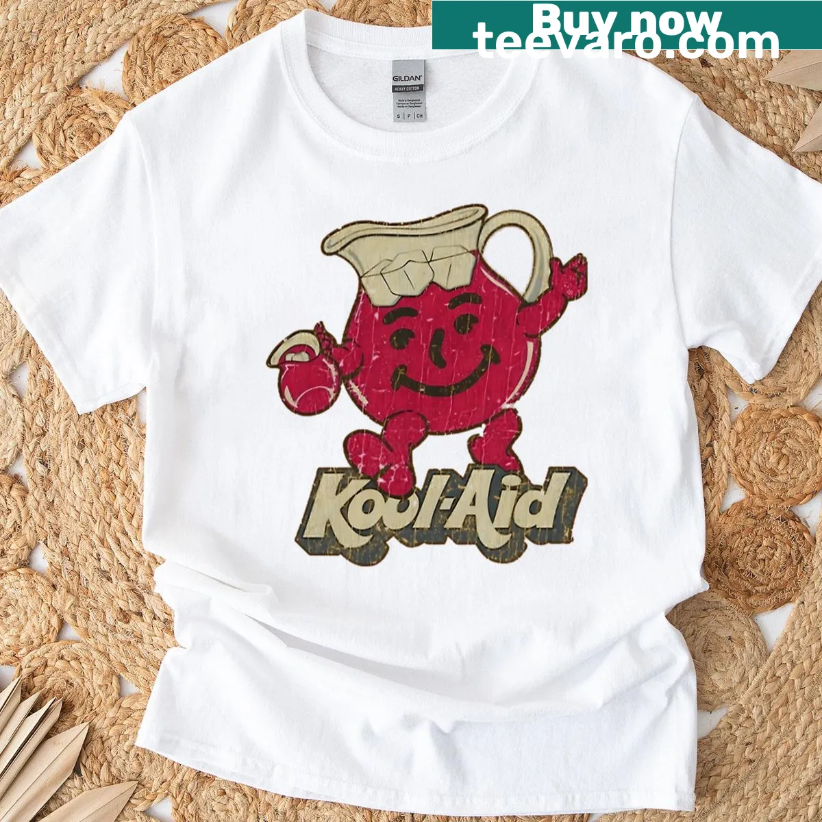 Vintage-style T-shirt with a fruit punch splash graphic and retro vibes — on a men's t-shirt