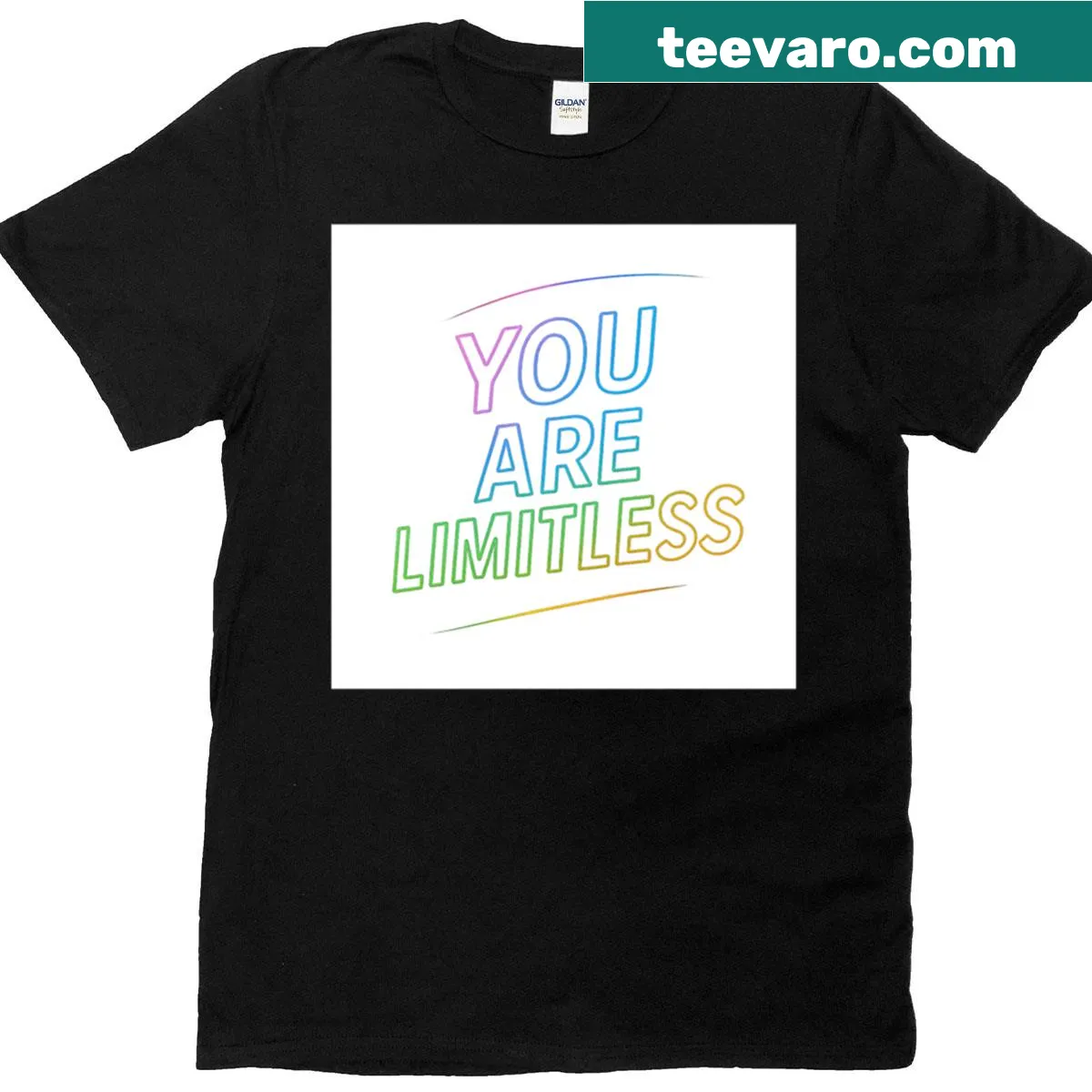 Motivational T-shirt with 'You Are Limitless' text — on a men's t-shirt