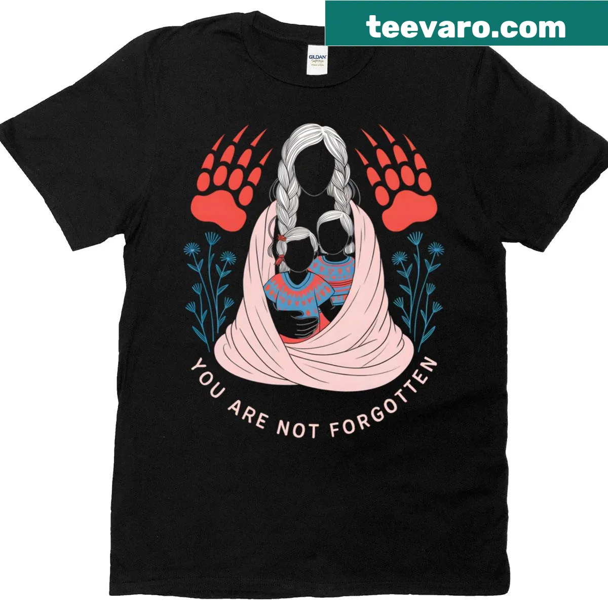 T-shirt honoring Indigenous culture with meaningful phrase — on a men's t-shirt