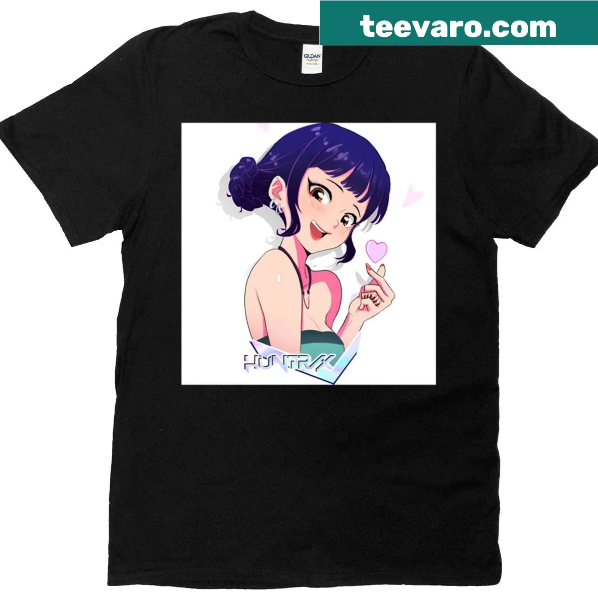 Kawaii T-shirt featuring Zoey and a heart design inspired by K-pop — on a men's t-shirt