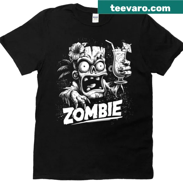 Zombie tiki graphic T-shirt with playful design