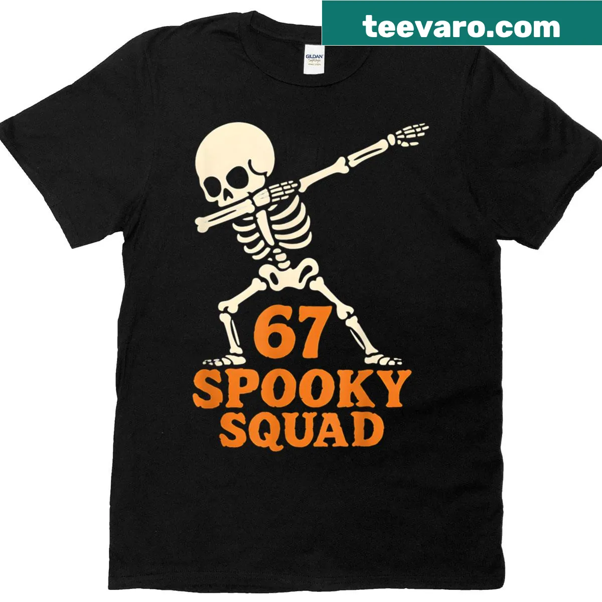 Funny kids Halloween t-shirt featuring skeleton and number design. — on a men's t-shirt
