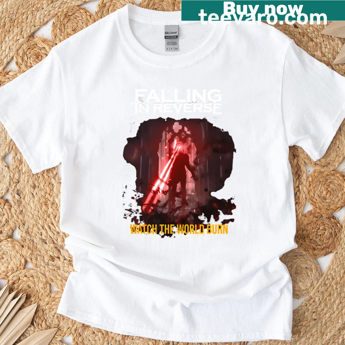 90s Rock Band T-shirt with vintage album cover illustrations — on a men's t-shirt