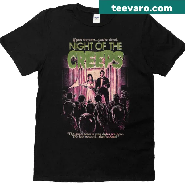 Funny vintage T-shirt blending horror and music themes