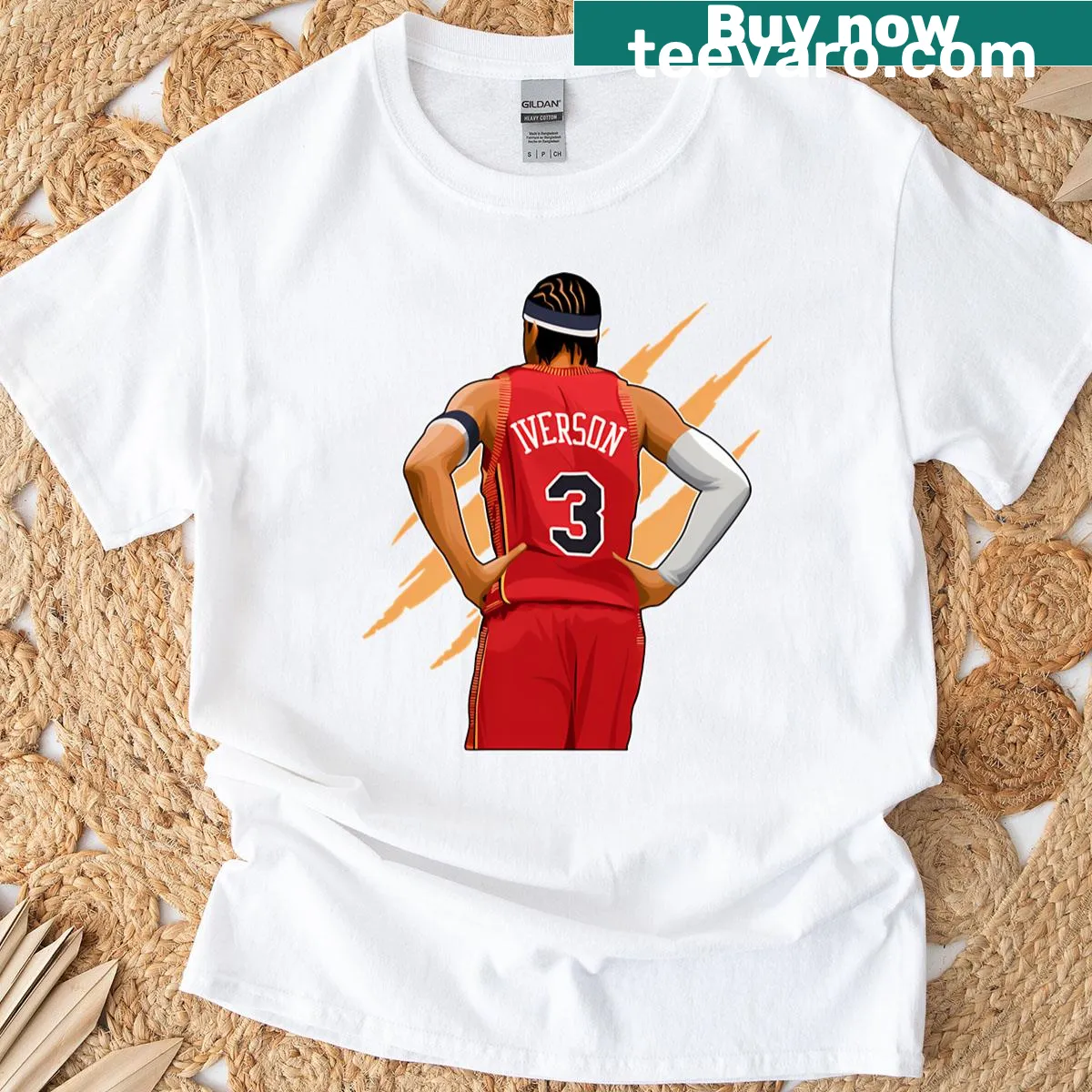 Vintage-inspired T-shirt featuring Allen Iverson claws and bold text — on a men's t-shirt
