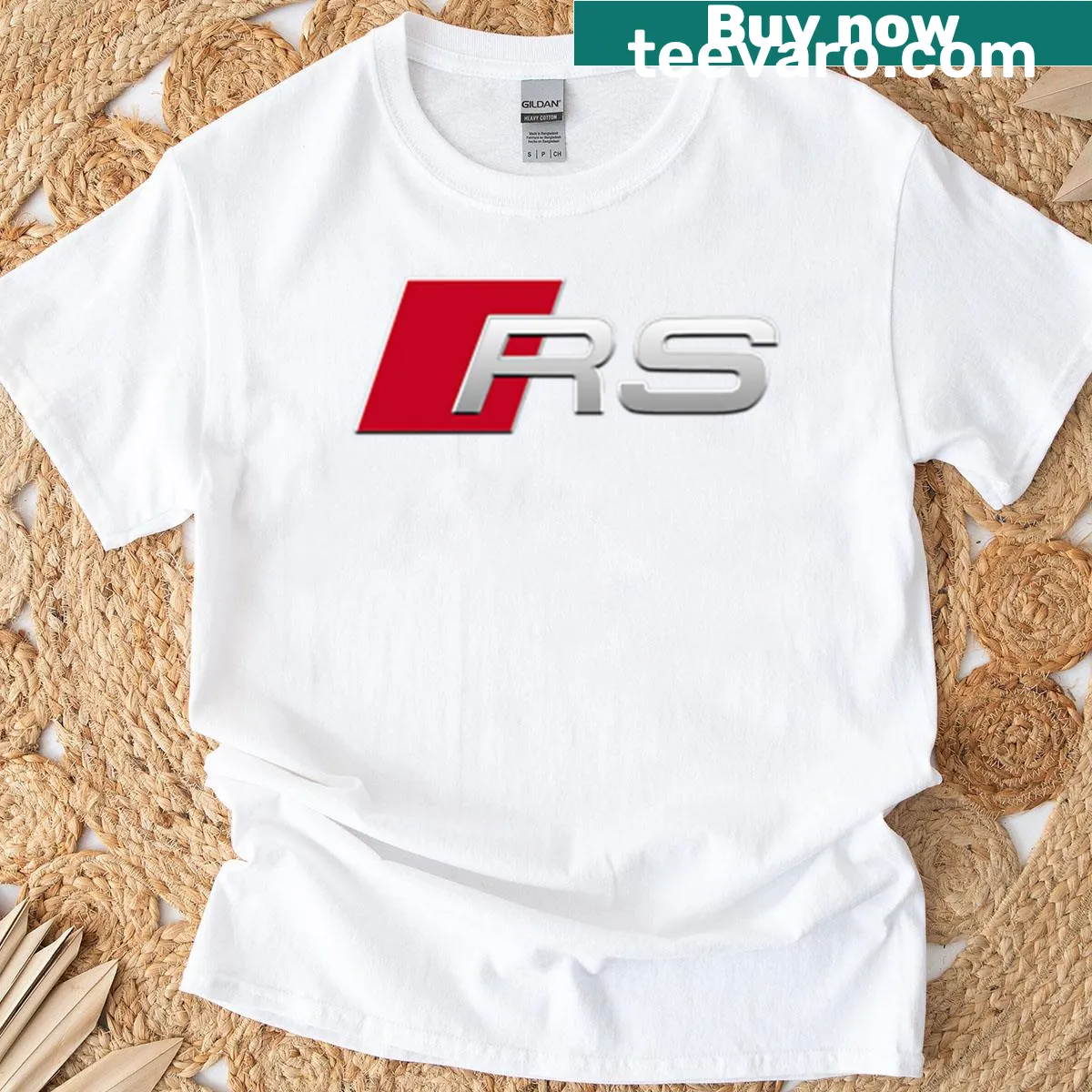 Minimalist t-shirt featuring the Audi RS emblem in a sleek design. — on a men's t-shirt