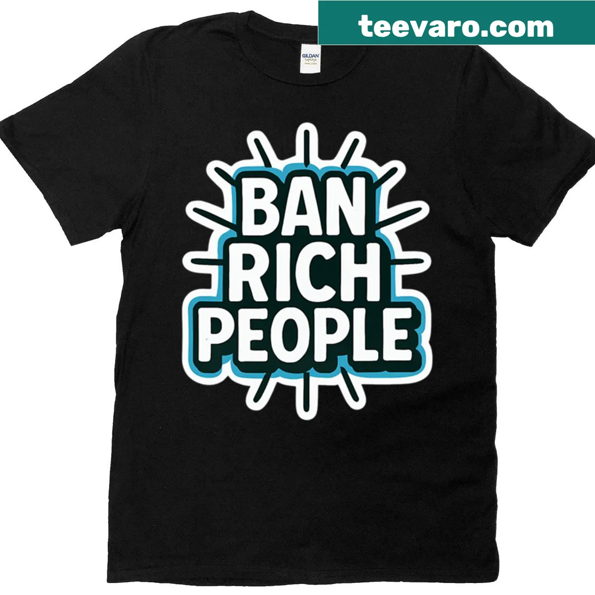 Edgy T-shirt featuring a bold message about wealth inequality — on a men's t-shirt