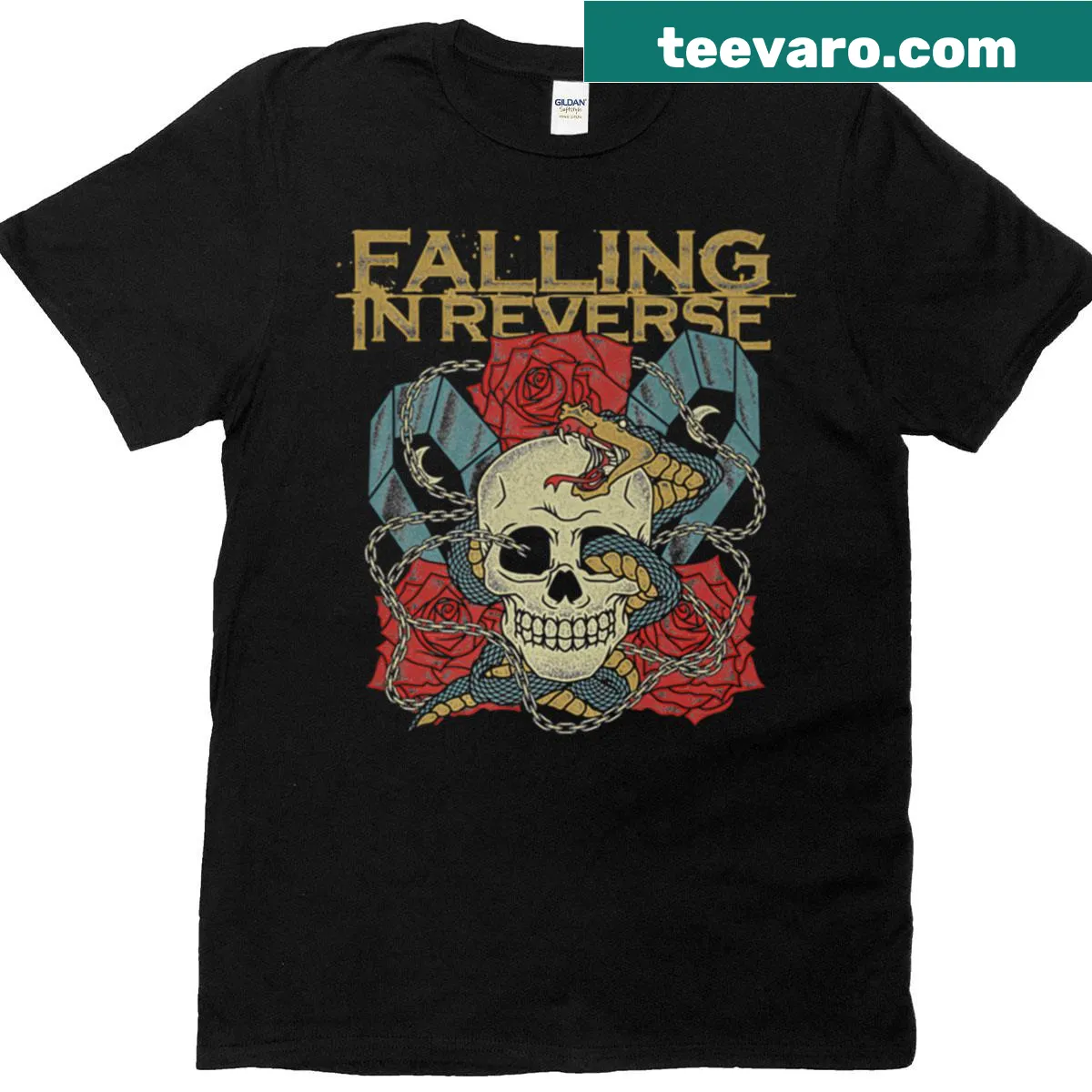 T-shirt merging 90s rock and rap design elements — on a men's t-shirt