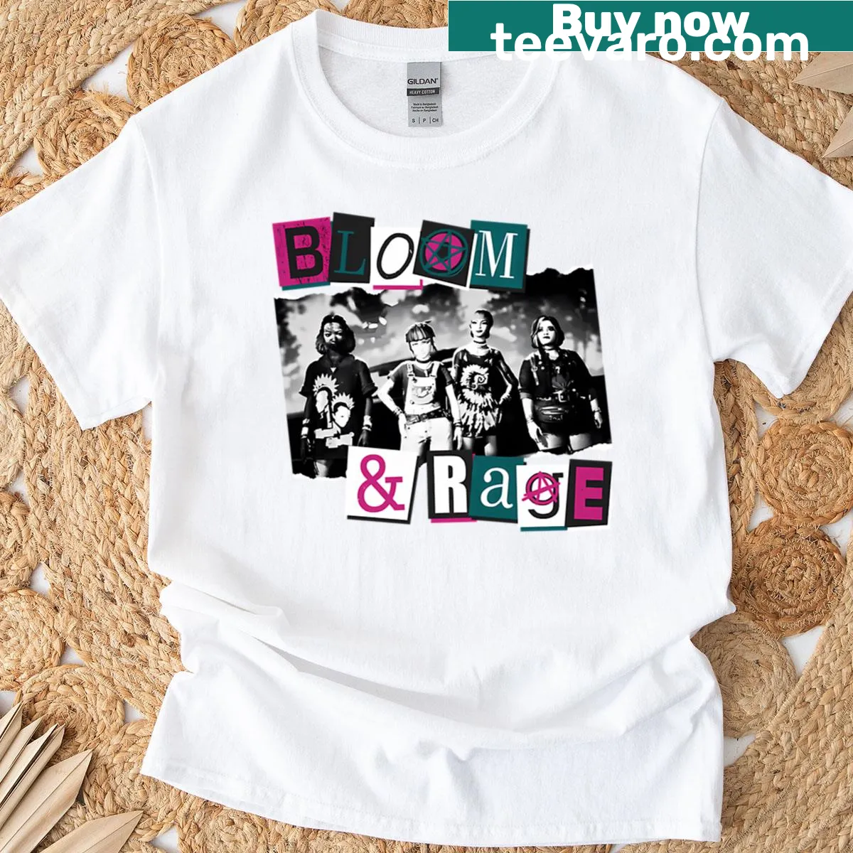 Illustrative tour-themed T-shirt with a vibrant music design — on a men's t-shirt