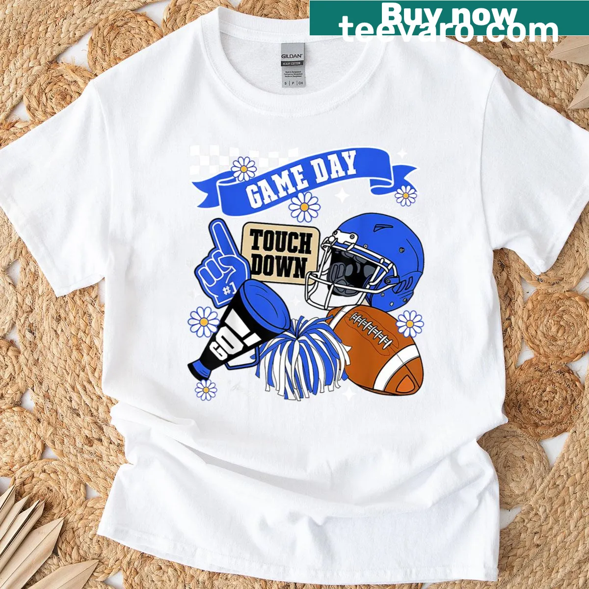 Family-oriented football graphic on a casual t-shirt — on a men's t-shirt