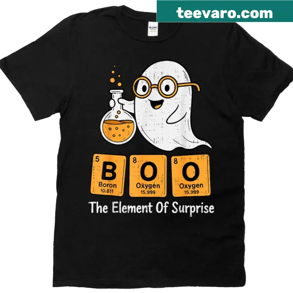 Halloween t-shirt with ghost and chemistry pun graphic