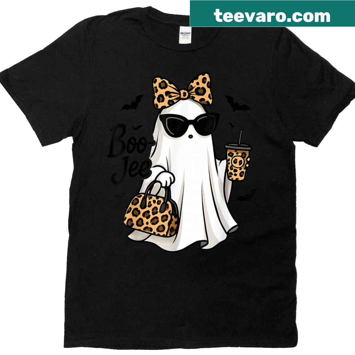 Cute Halloween t-shirt with ghost and coffee graphic — on a men's t-shirt