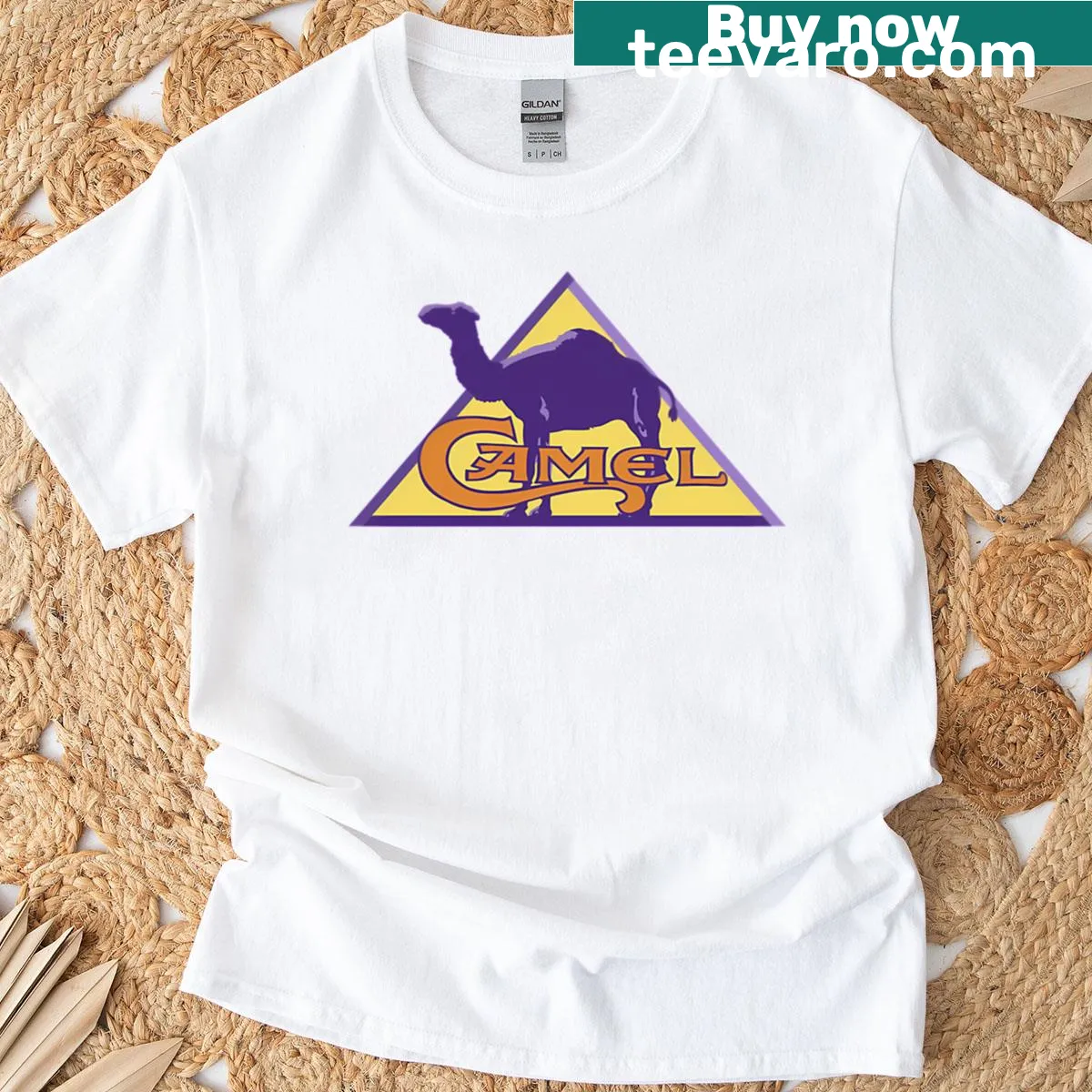 Camel Filters 4 logo T-shirt with bold graphic design — on a men's t-shirt