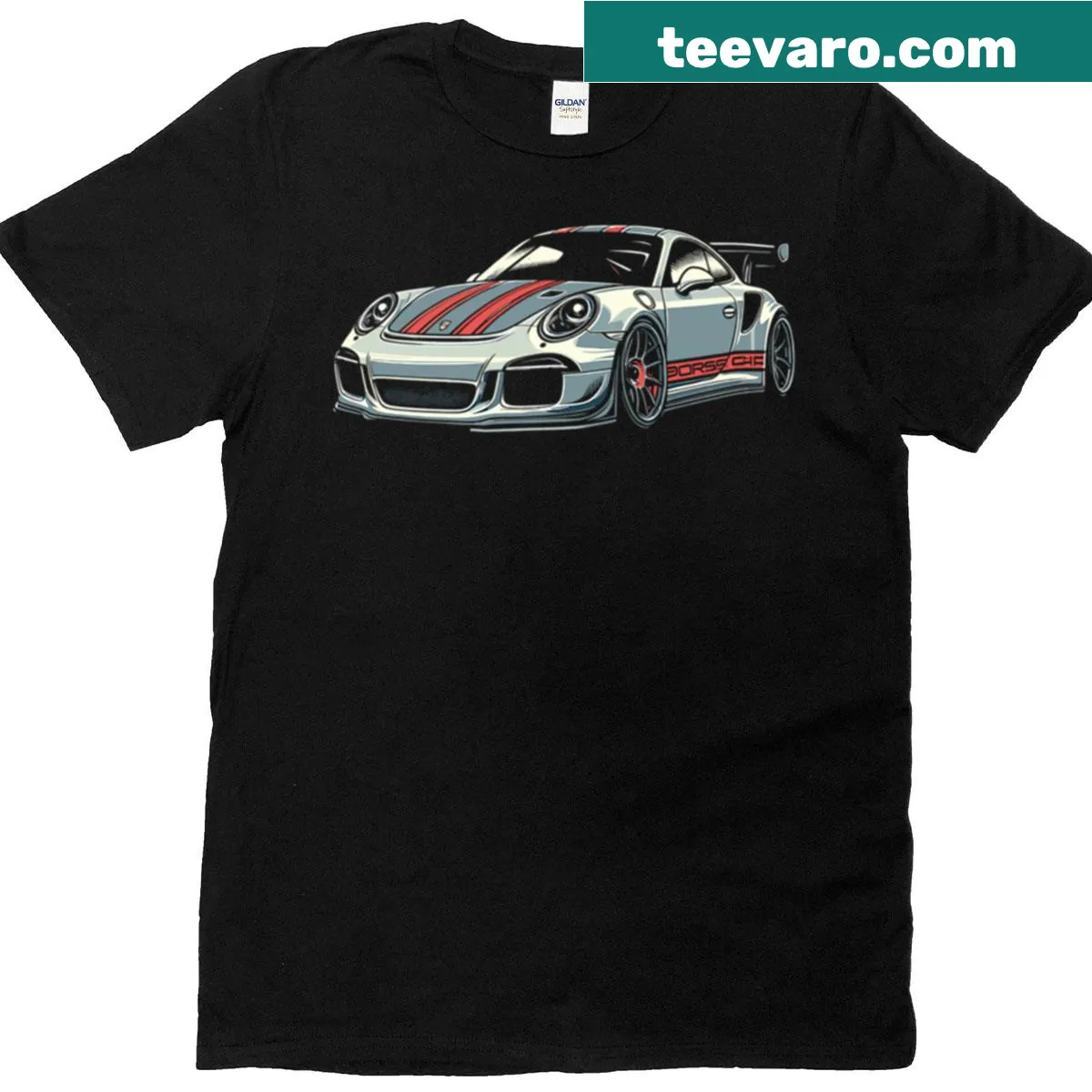 Streetwear T-shirt featuring automotive graphics and speed themes — on a men's t-shirt