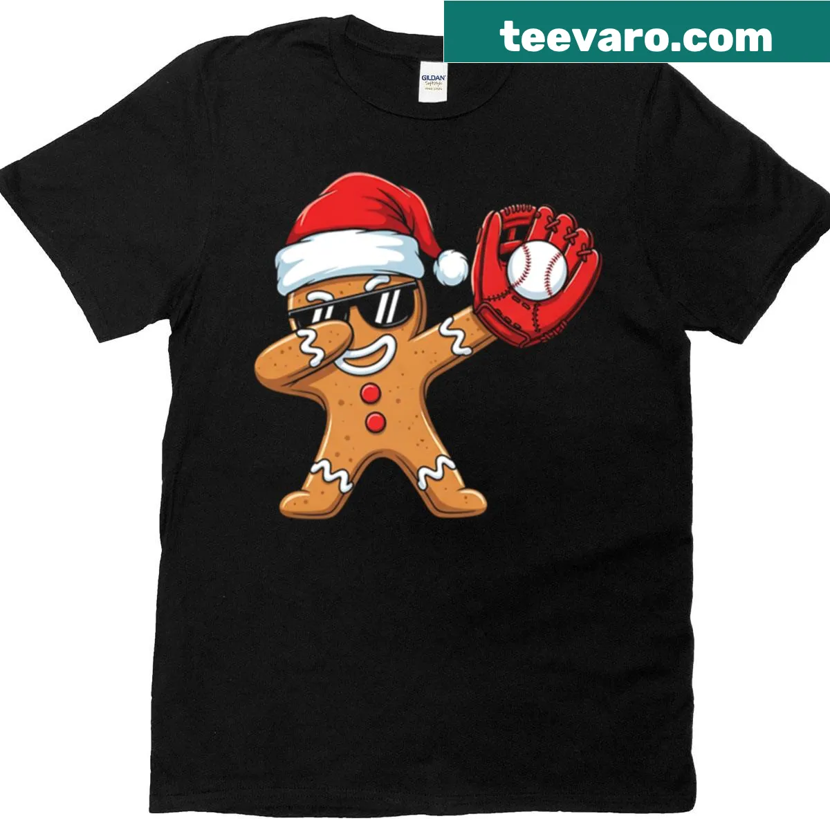 Cute Christmas T-shirt with dabbing gingerbread man design. — on a men's t-shirt
