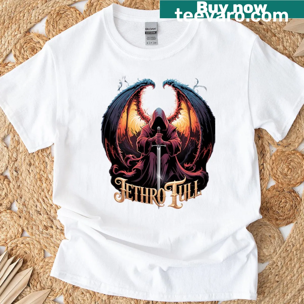 Illustrated graphic tee celebrating The Misfits and Jethro Tull performances — on a men's t-shirt