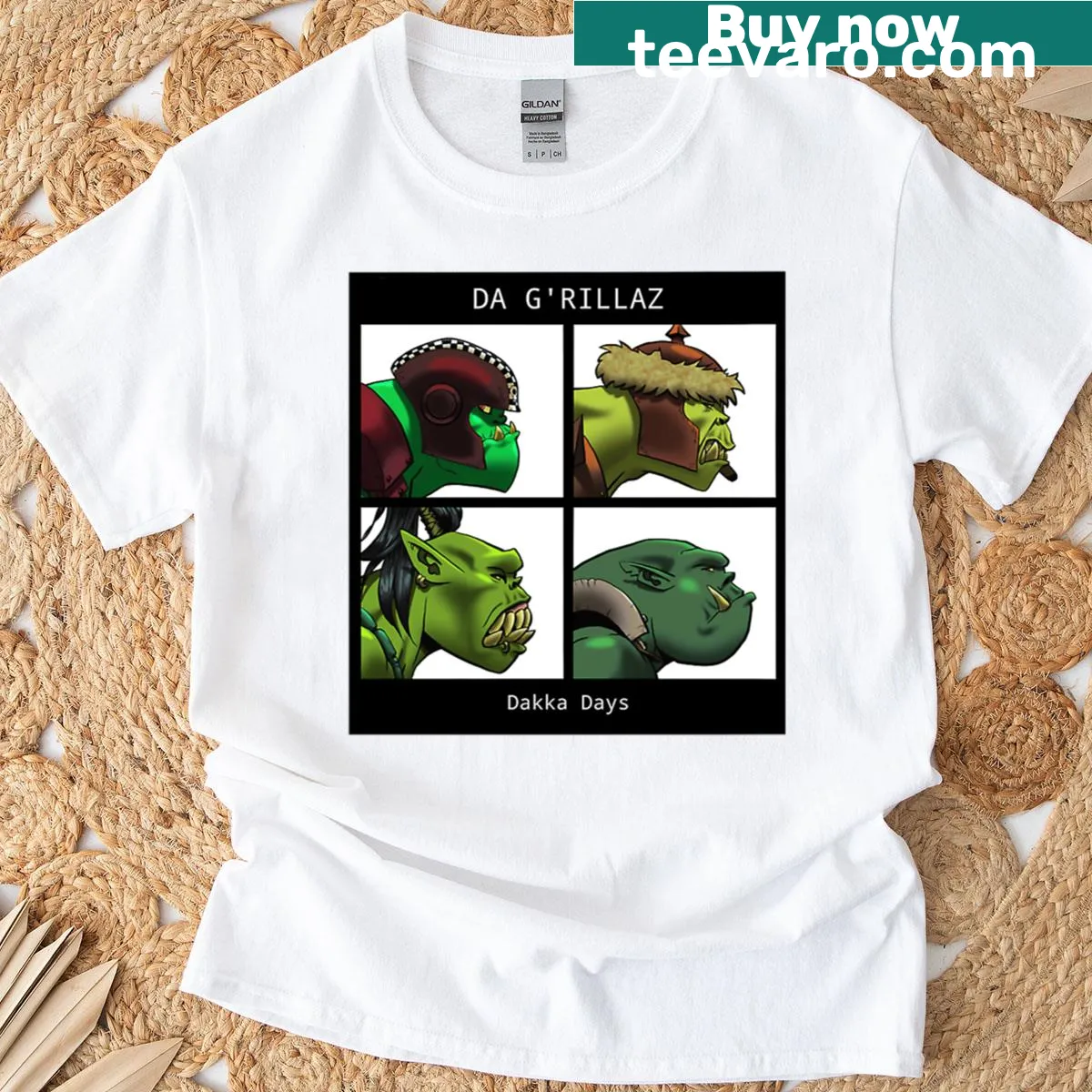 T-shirt featuring Da Grillaz Ork Band cover art — on a men's t-shirt