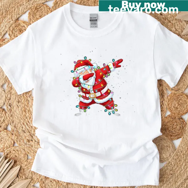 Cartoon Santa dabbing on a funny Christmas T-shirt