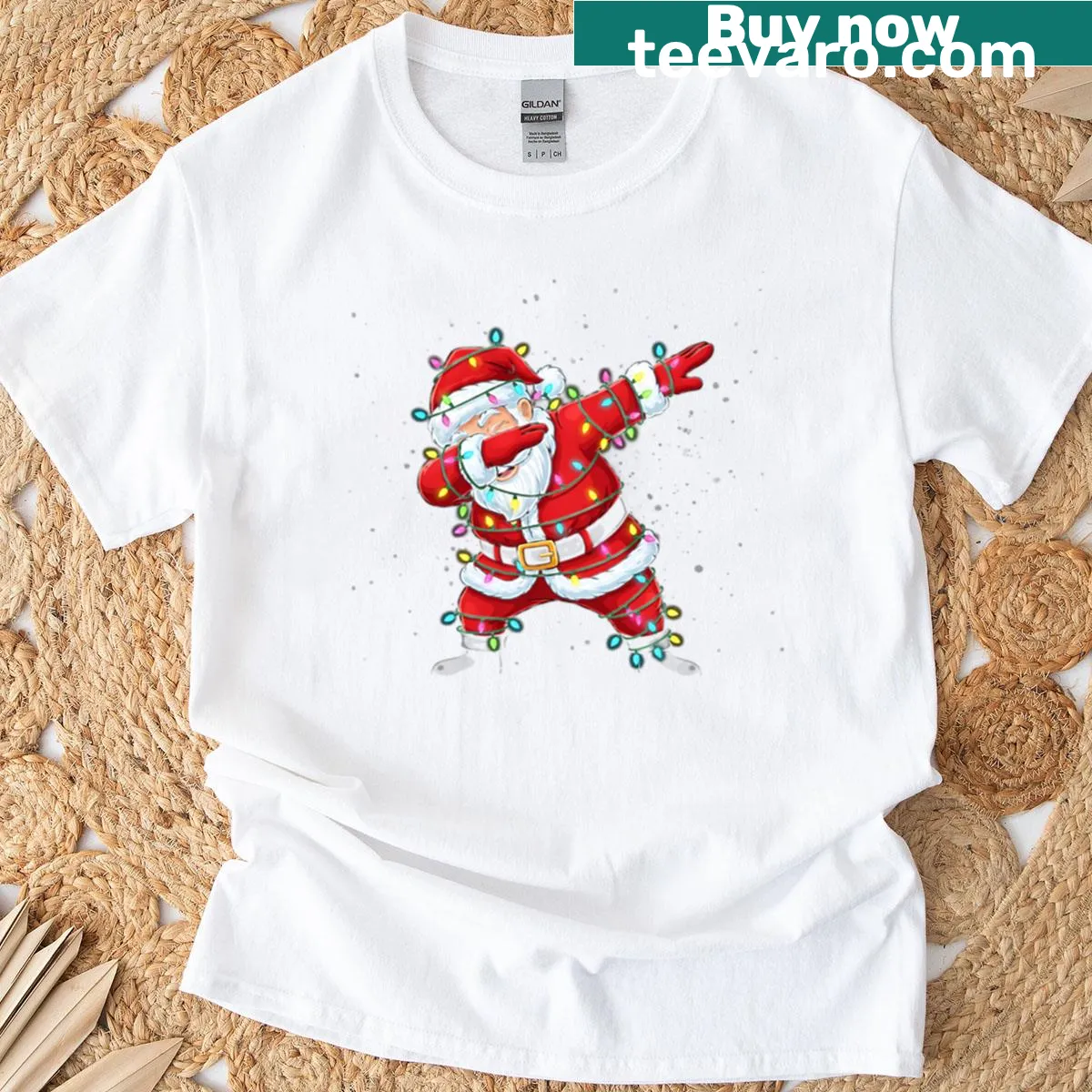 Cartoon Santa dabbing on a funny Christmas T-shirt — on a men's t-shirt