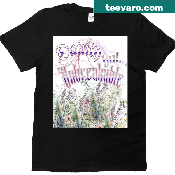 T-shirt with playful graphic illustrating strength and delicacy.