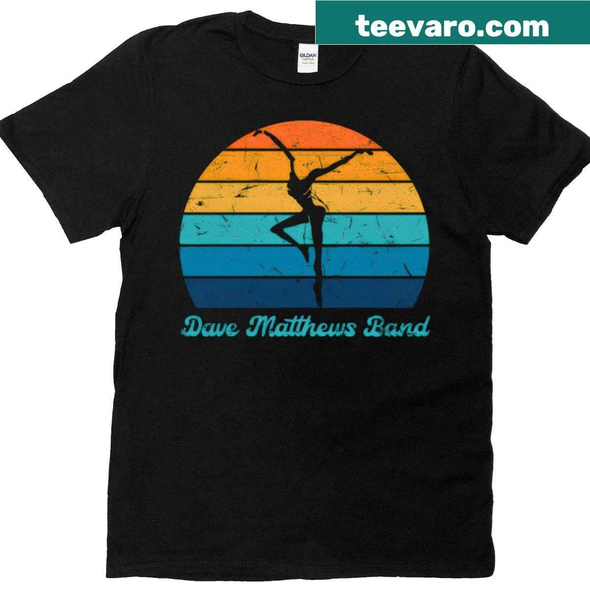 Vintage distressed T-shirt featuring Dave Matthews Band design — on a men's t-shirt