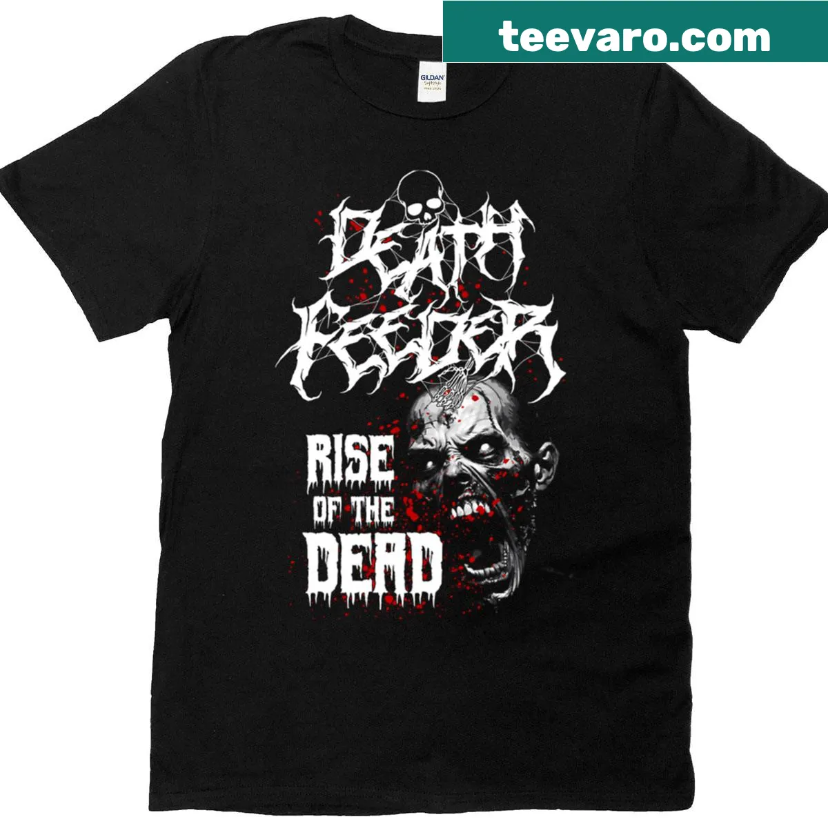 T-shirt featuring 'Death Feeder - Rise Of The Dead' graphic — on a men's t-shirt