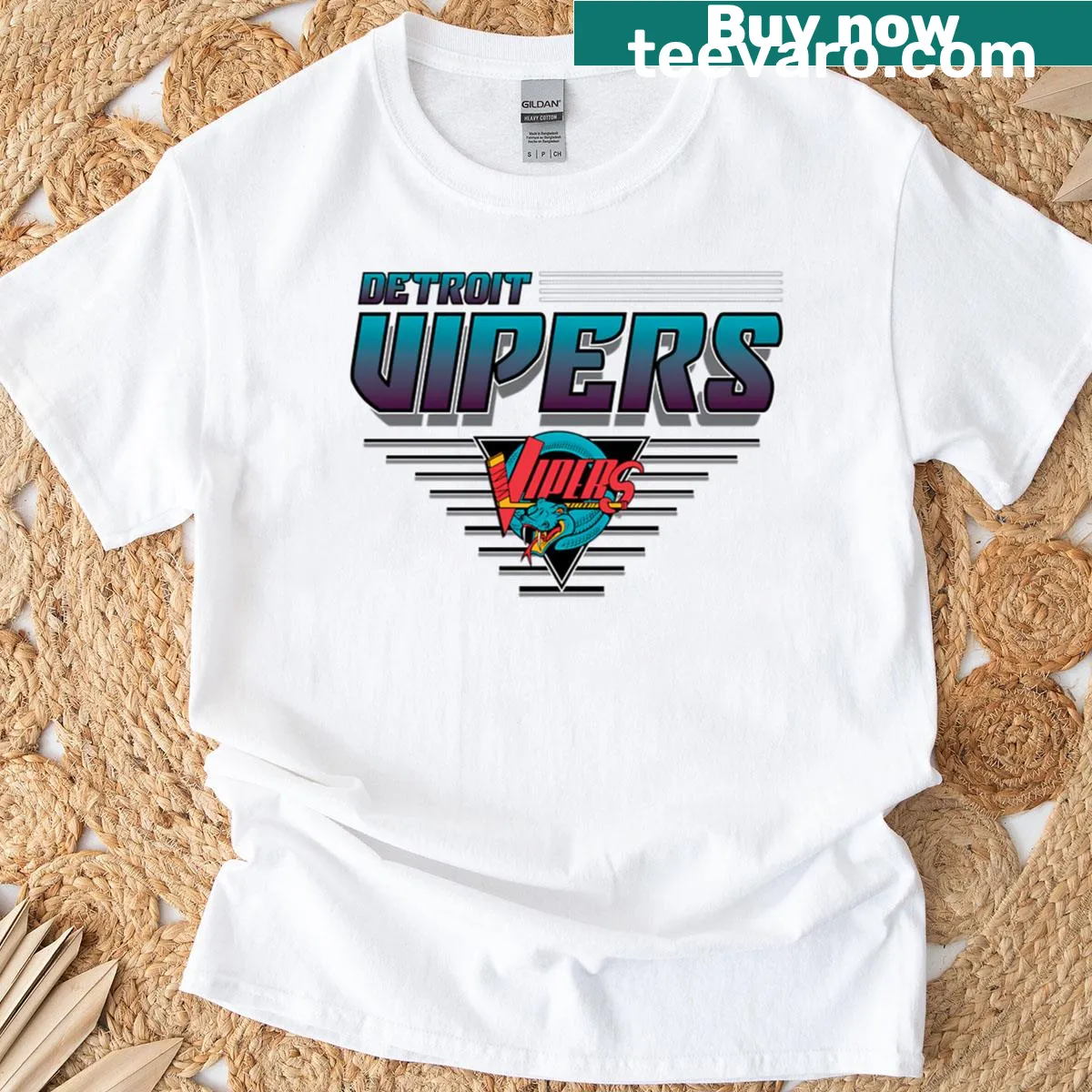 Detroit Vipers T-shirt with minimalist team name design — on a men's t-shirt