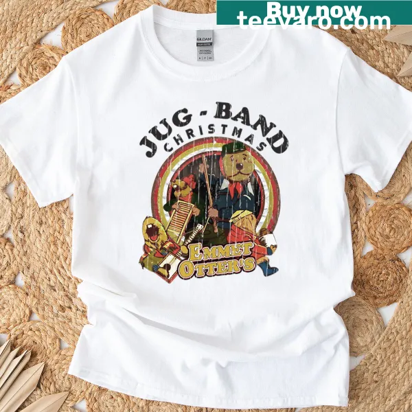 Emmet Otters Jug Band Christmas T-shirt featuring cartoon characters