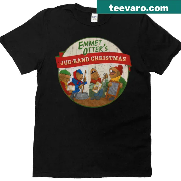 Whimsical t-shirt featuring illustrations from Emmet Otter's story