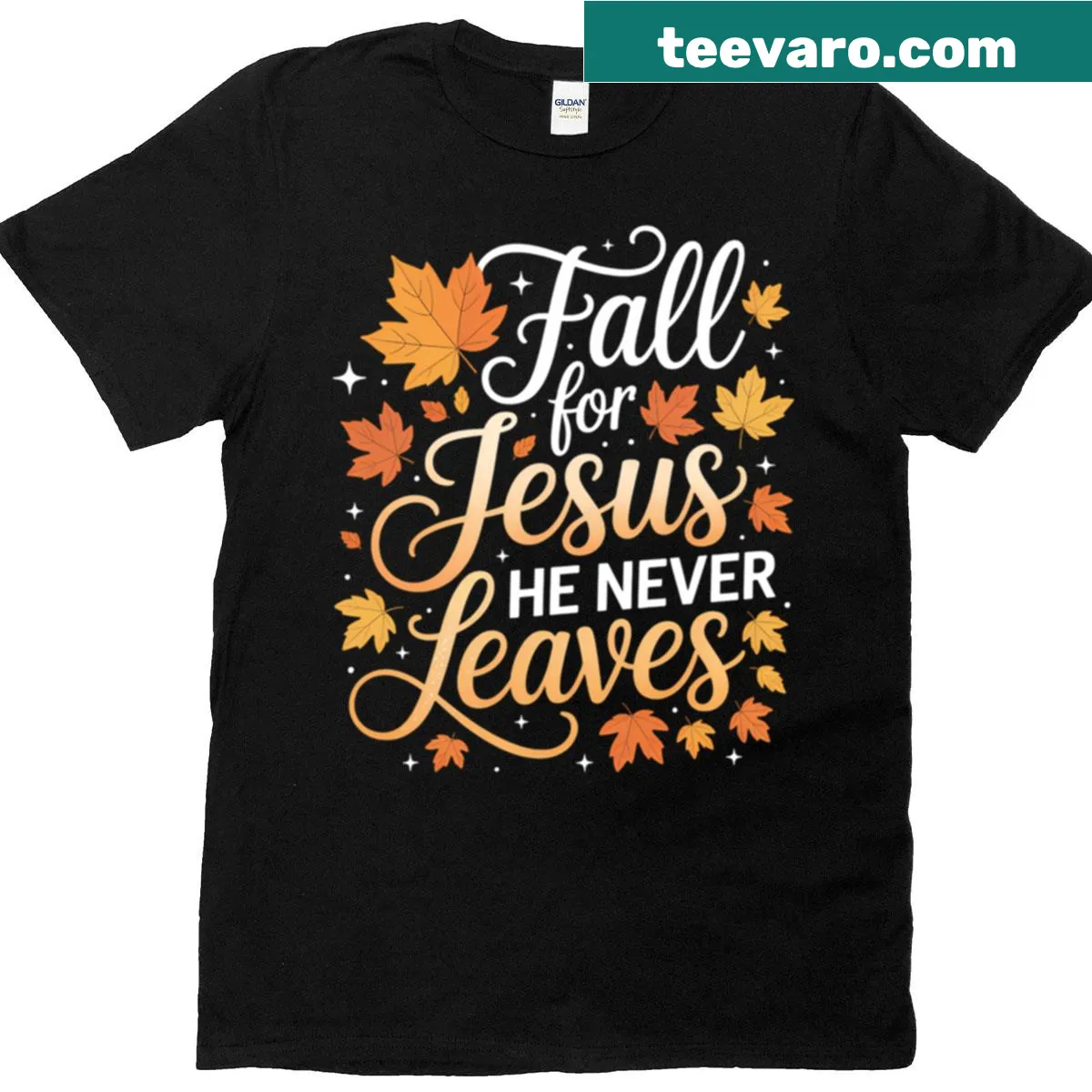Inspirational t-shirt featuring the phrase Fall For Jesus — on a men's t-shirt