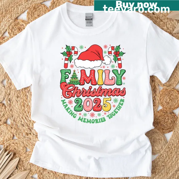 Typography Family Christmas 2025 T-shirt for festive occasions