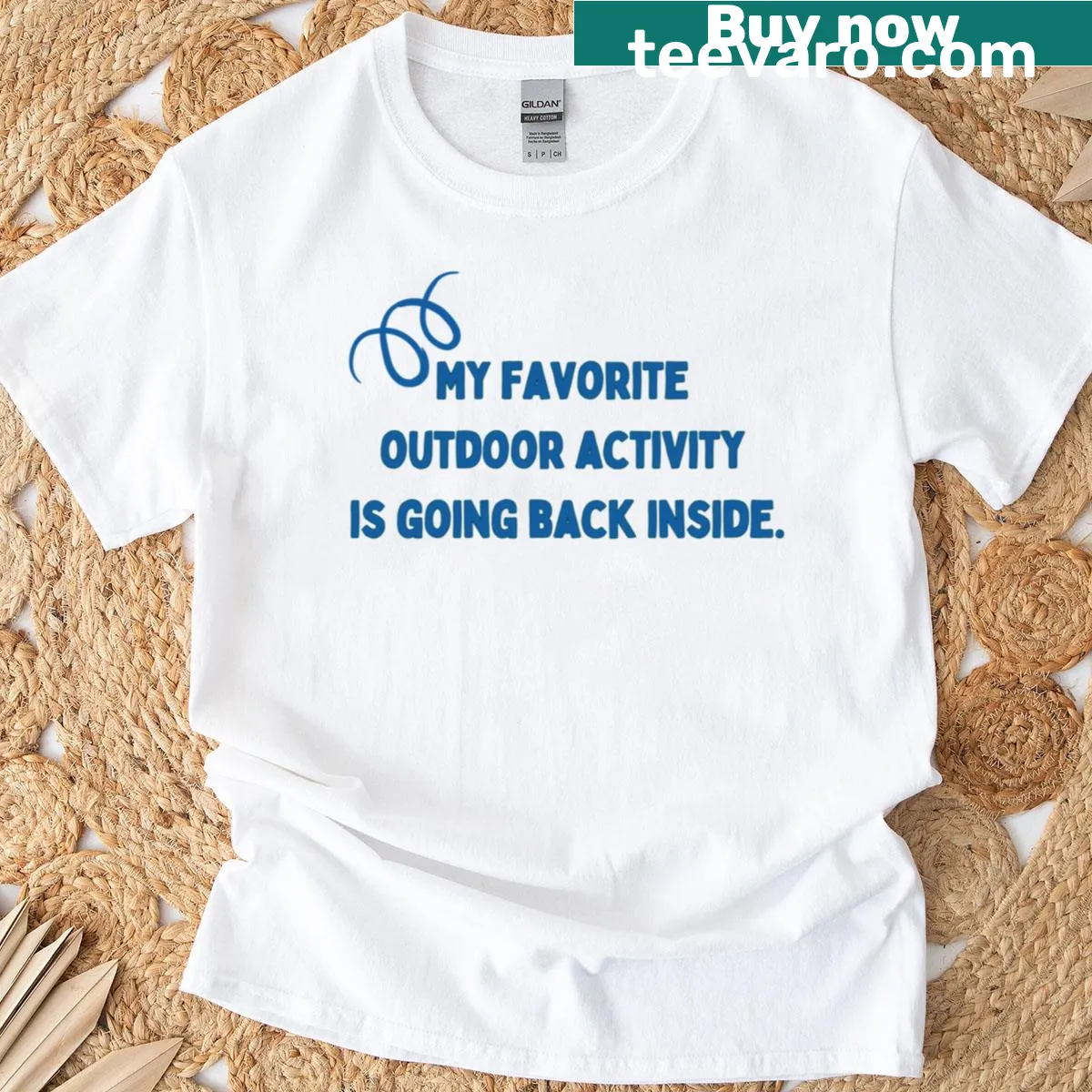 Text design celebrating favorite outdoor activities on T-shirt — on a men's t-shirt