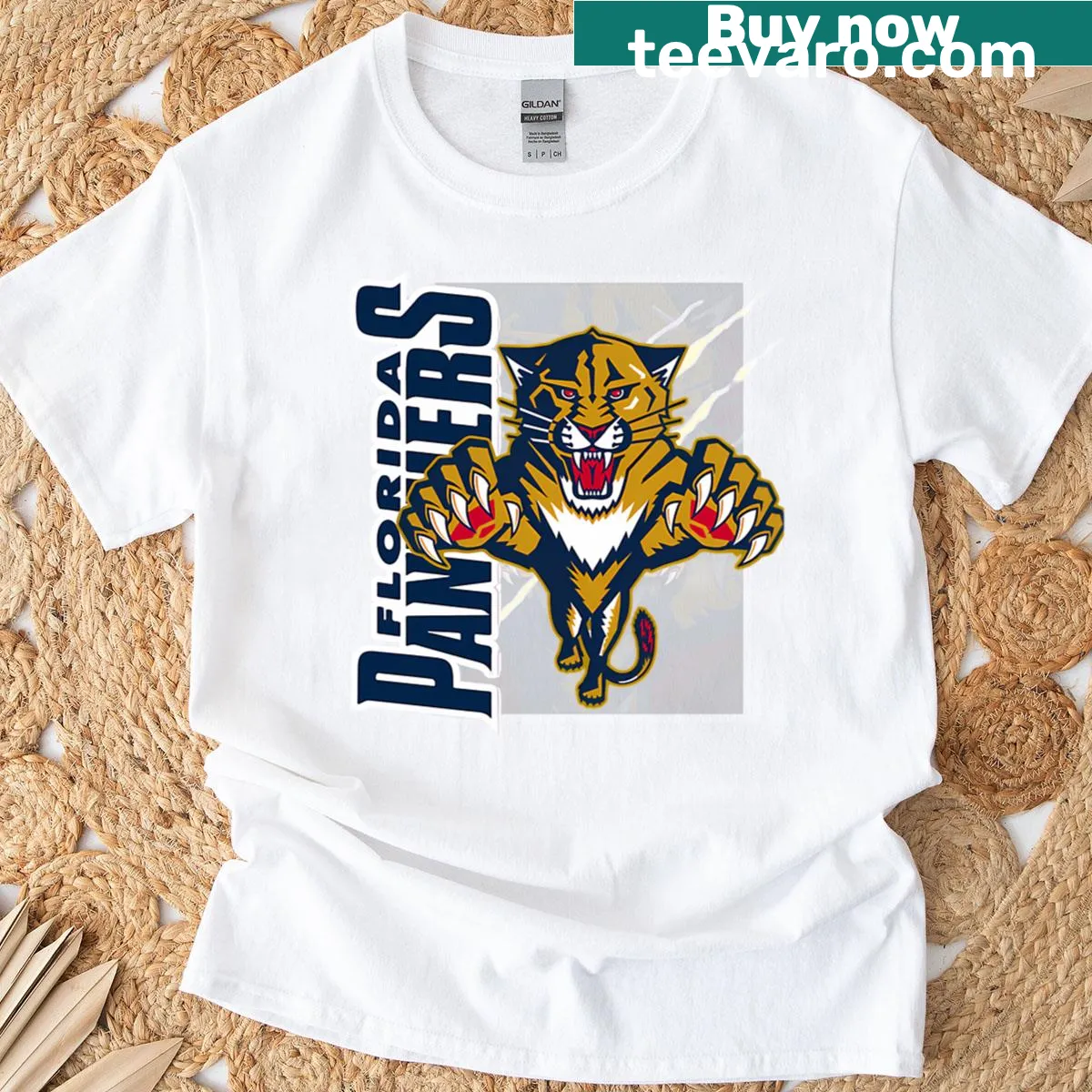 Florida Panthers logo printed T-shirt for NHL fans — on a men's t-shirt