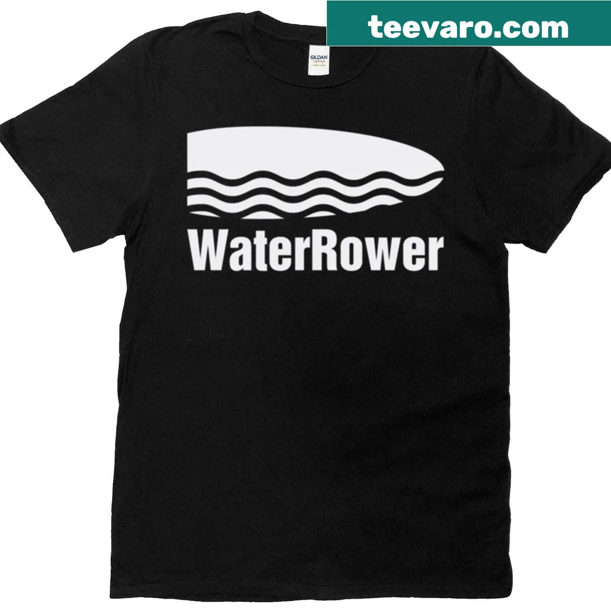 T-shirt featuring a serene forest and water scene, ideal for nature lovers. — on a men's t-shirt