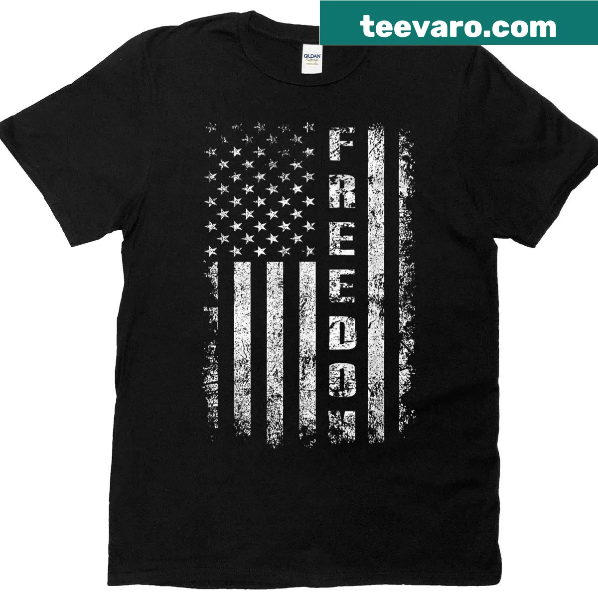 Patriotic USA flag T-shirt for expressing pride in freedom — on a men's t-shirt