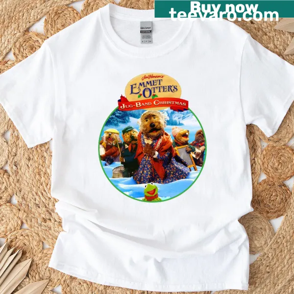 Cute Christmas T-shirt featuring Emmet Otter's Jug Band characters.