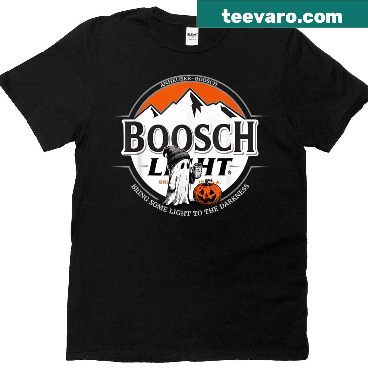 Cartoon ghost holding a beer for Halloween — on a men's t-shirt