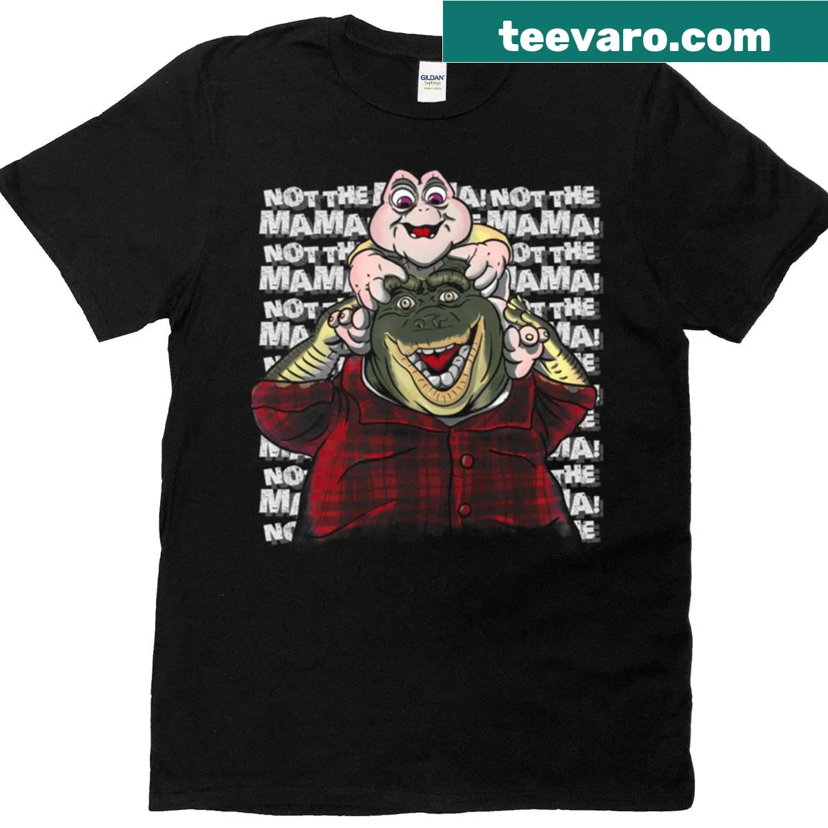 Cartoon dinosaur t-shirt with humorous Jurassic theme for kids — on a men's t-shirt