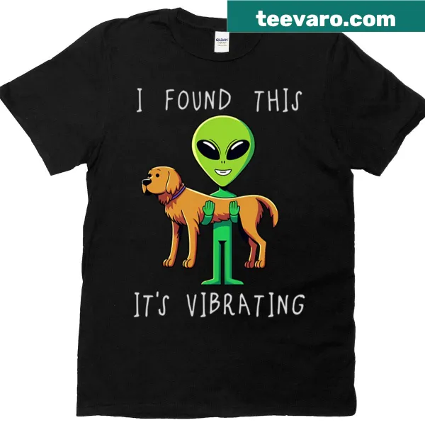 Cartoon Labrador alien t-shirt with humorous vibrating design for kids