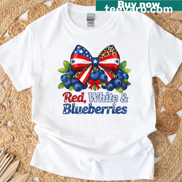 Patriotic T-shirt with funny red, white, and blueberries graphic