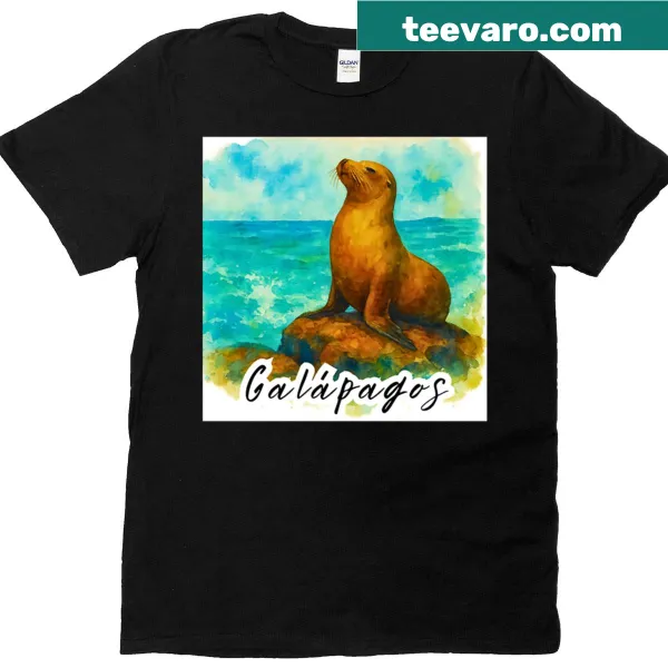 Realistic Galapagos sea lion illustration t-shirt for nature lovers