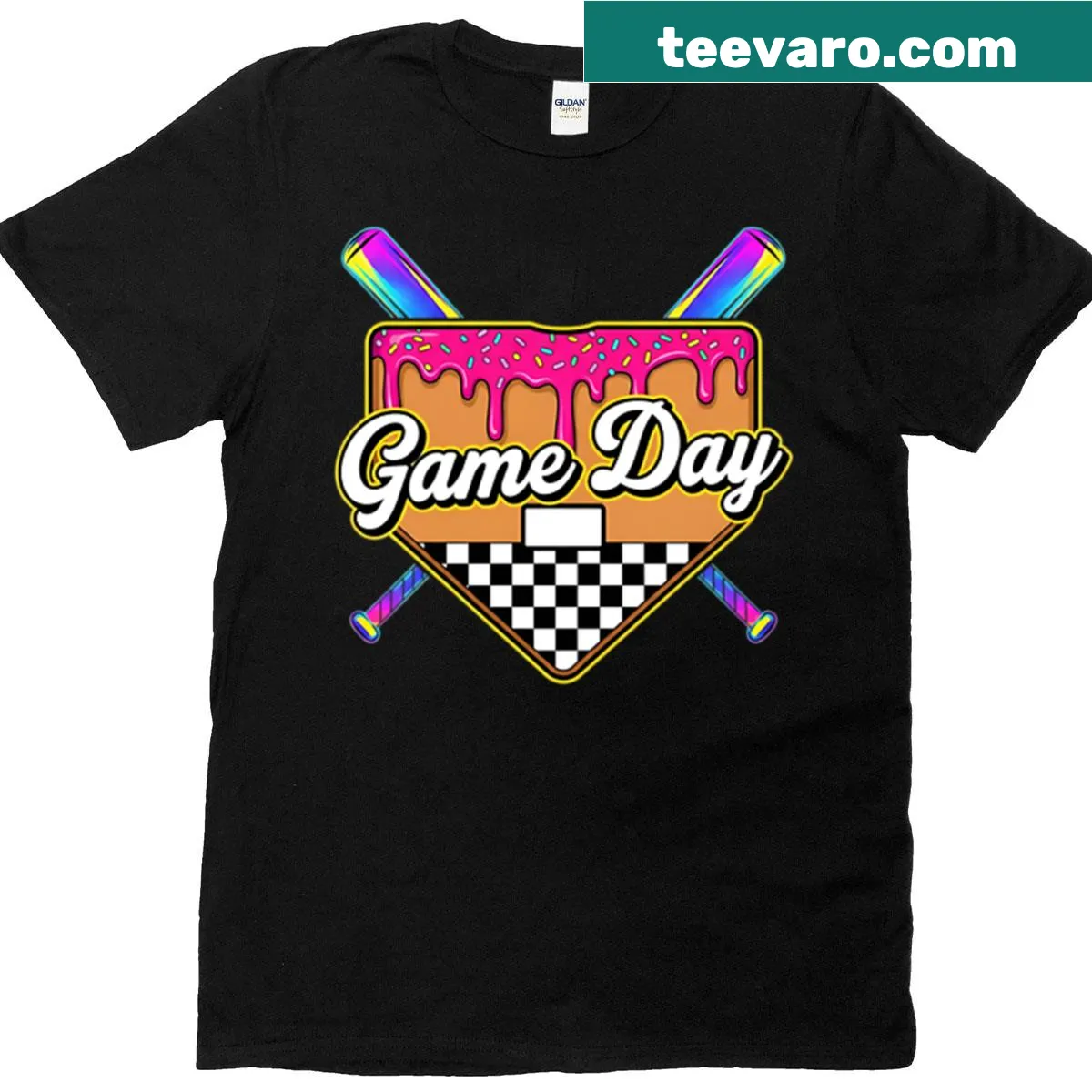Playful baseball and ice cream graphic T-shirt for boys — on a men's t-shirt