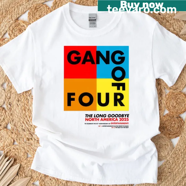 Gang of Four North American Tour 2025 t-shirt with bold graphic design