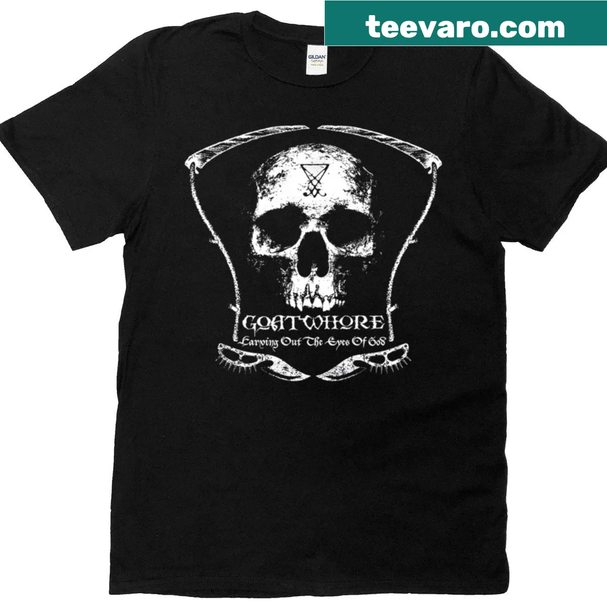 Goatwhore T-shirt featuring Carving Out The Eyes Of God — on a men's t-shirt